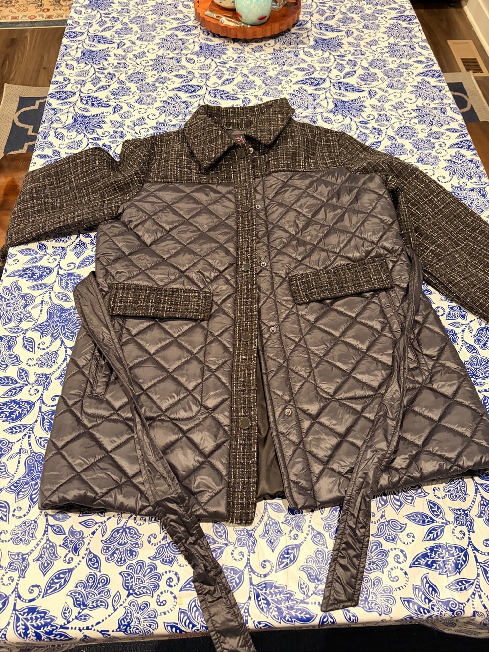 NWT Isaac Mizrahi Women’s Size XL Button-Up Jacket with Tweed Accents
